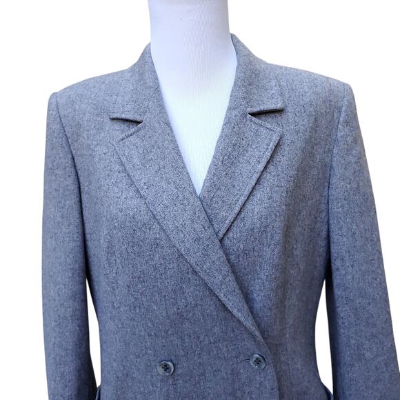 Vintage Jaeger Gray Wool Double Breasted Blazer Jacket Lined Academia Sz 12 - Picture 2 of 16